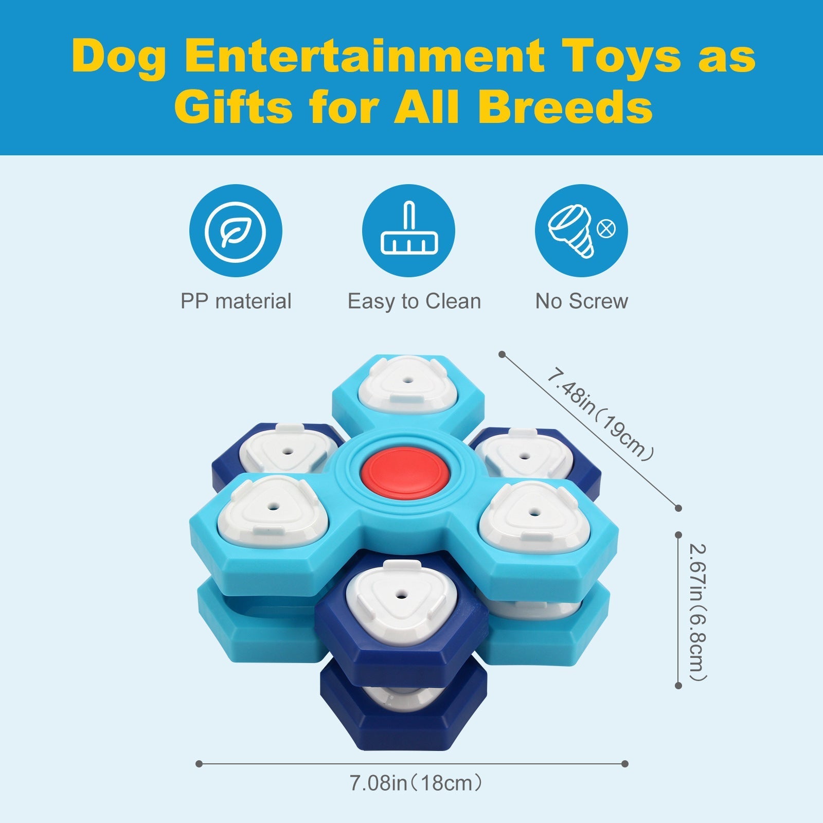 HKM-206803 Interactive Dog Puzzle Bowl for Slow Feeding and IQ Training - Multi-layered Treat Dispensing Dispenser for Cats and Dogs