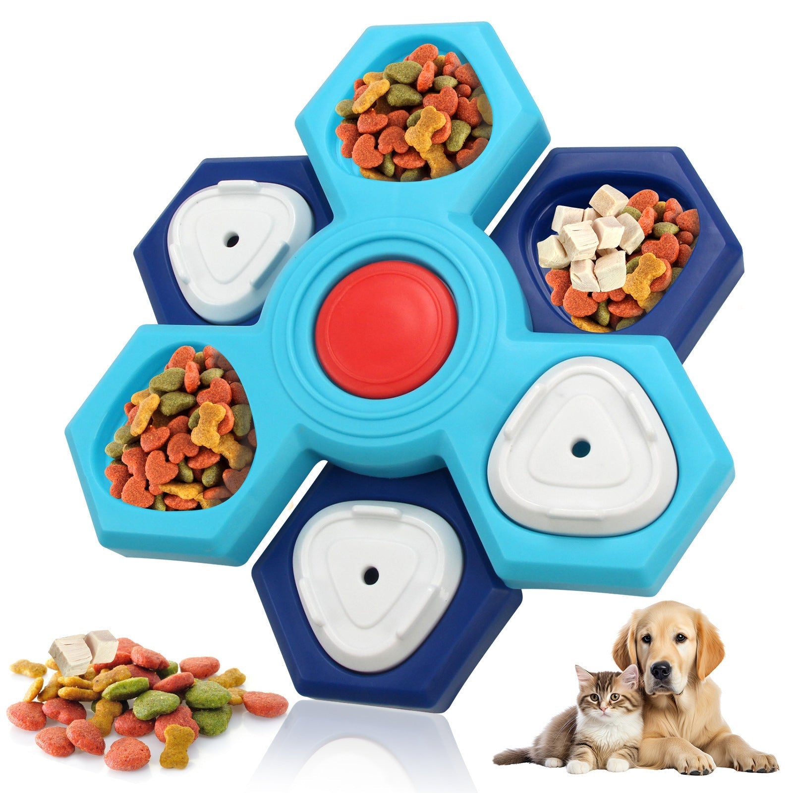HKM-206803 Interactive Dog Puzzle Bowl for Slow Feeding and IQ Training - Multi-layered Treat Dispensing Dispenser for Cats and Dogs