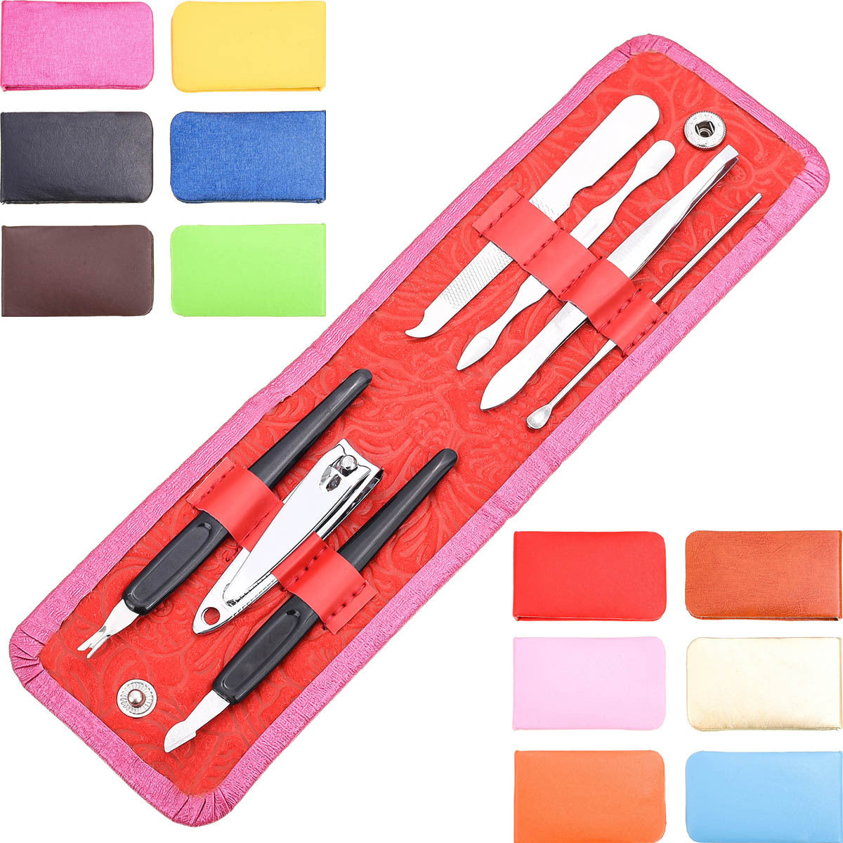 HKM-048851 7-Piece Carbon Steel Nail Clipper Set with Zipper Storage Bag