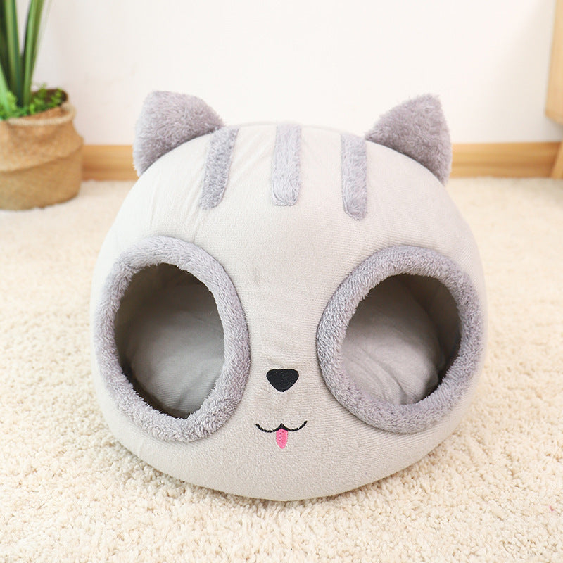 HKM-966867 Cozy Winter Pet Dog Bed and Cat House Sleeping Bag in Cartoon Design for Cats and Puppies