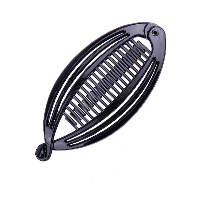 HKM-528275 Bright Black and Hawksbill Color Three Fish Clip Hairpin for Women