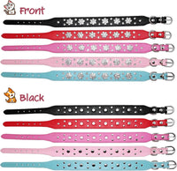 HKM-701139 Rhinestone Flower Studded PU Leather Dog Collar for Small and Medium Breeds