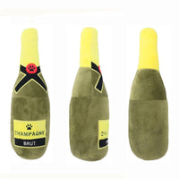 HKM-156243 Plush Chewing Toys for Cats and Dogs - Wine Bottle & Donut Design, 25cm Long, Available in Pink, Black, White