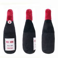 HKM-156243 Plush Chewing Toys for Cats and Dogs - Wine Bottle & Donut Design, 25cm Long, Available in Pink, Black, White