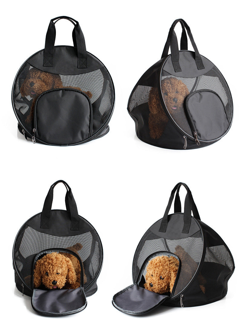 HKM-890451 Portable Pet Handbag - Breathable Polyester Carrier for Cats and Dogs (up to 12 lbs)