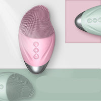 HKM-393427 Heated Electric Silicone Cleansing Instrument with Ultrasonic Vibration - Portable 3-in-1 Facial Cleaner in Multiple Colors
