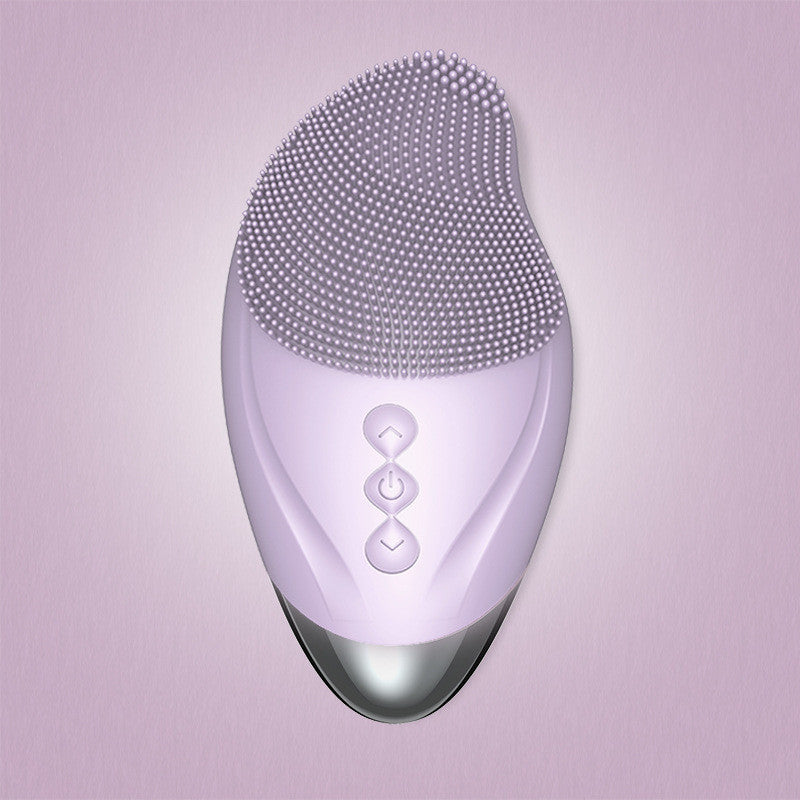 HKM-393427 Heated Electric Silicone Cleansing Instrument with Ultrasonic Vibration - Portable 3-in-1 Facial Cleaner in Multiple Colors