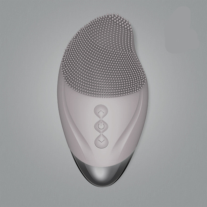 HKM-393427 Heated Electric Silicone Cleansing Instrument with Ultrasonic Vibration - Portable 3-in-1 Facial Cleaner in Multiple Colors