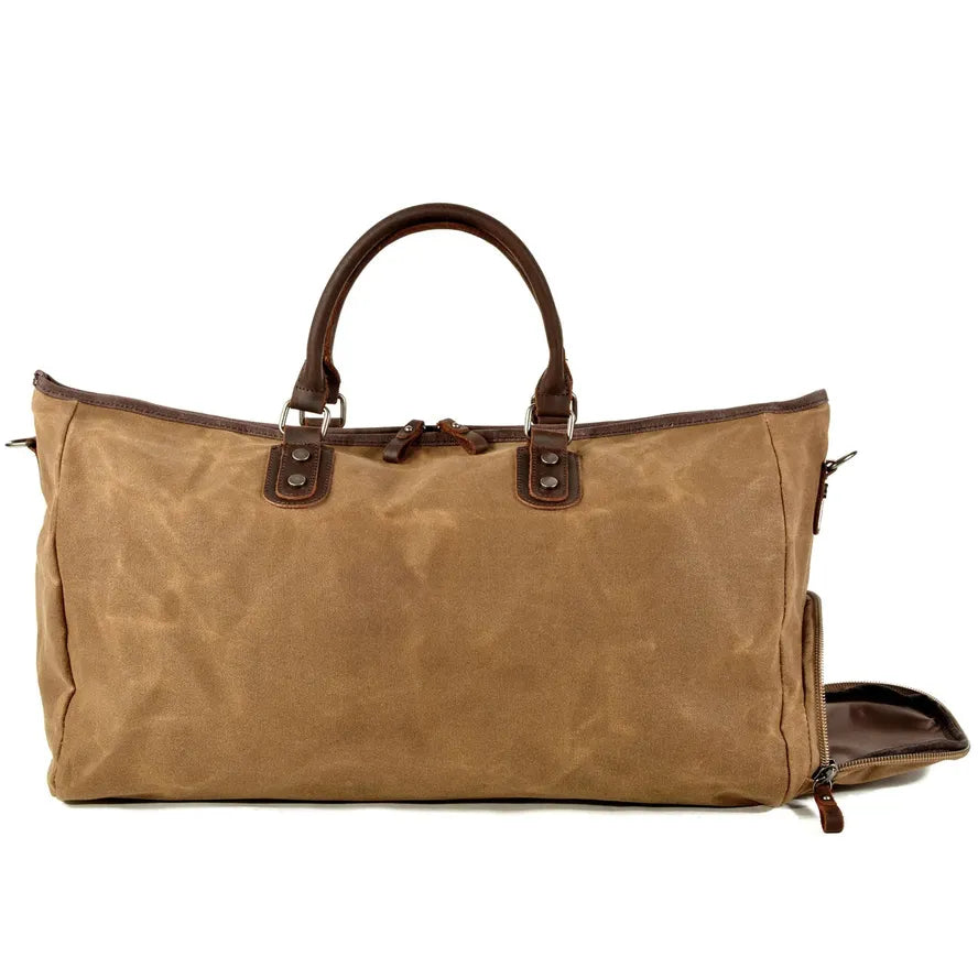 KTX-779539 Vintage Style Waxed Crazy Horse Leather Boston Overnight Tote Bag for Weekend Travel