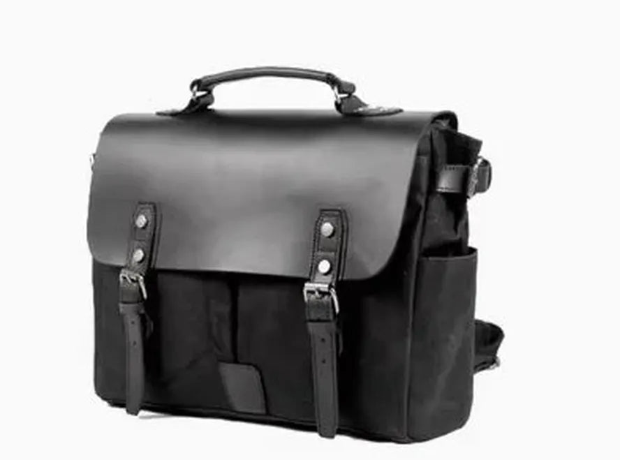 KTX-778195 Waterproof Retro Batik Canvas Camera Crossbody Bag with Leather Accents