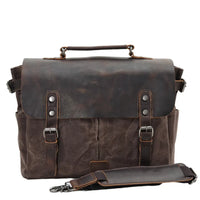 HKM-778195 Waterproof Retro Batik Canvas Camera Crossbody Bag with Leather Accents