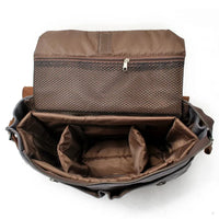 HKM-778195 Waterproof Retro Batik Canvas Camera Crossbody Bag with Leather Accents