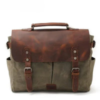 HKM-778195 Waterproof Retro Batik Canvas Camera Crossbody Bag with Leather Accents