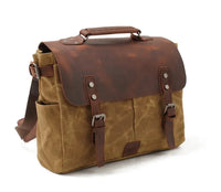 HKM-778195 Waterproof Retro Batik Canvas Camera Crossbody Bag with Leather Accents