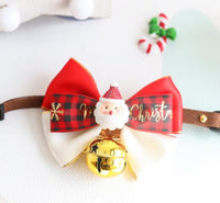 HKM-110163 Snowflake Christmas Red Plaid Adjustable Pet Bow Tie for Dogs and Cats