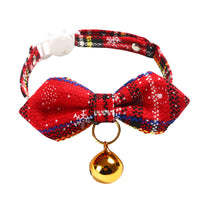 HKM-110163 Snowflake Christmas Red Plaid Adjustable Pet Bow Tie for Dogs and Cats