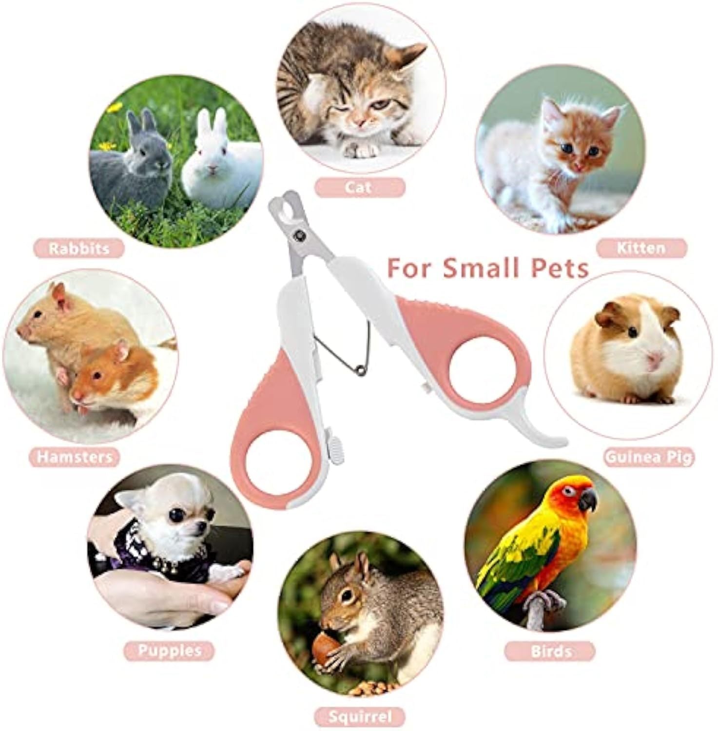 HKM-581075 Pet Nail Clippers with Safety Guard and Angled Blade for Cats, Kittens, Small Dogs, and Other Small Animals