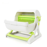 HKM-315283 Semi-Enclosed Cat Litter Box with Tipping Bucket - Available in Beige, Green, and Pink