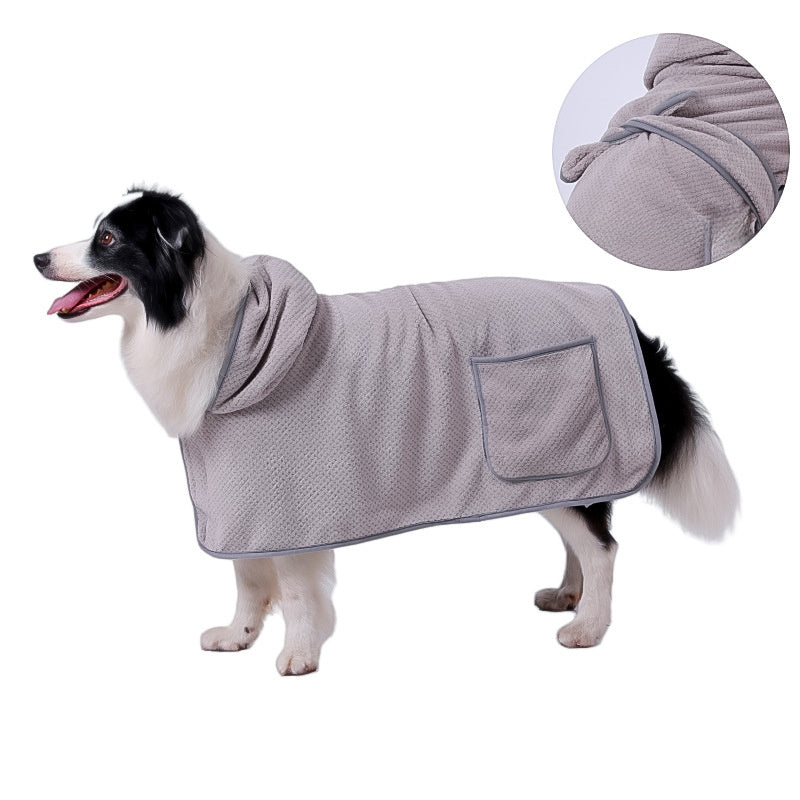 HKM-858579 High Absorbent Quick-Drying Dog Bath Robe Towel with Adjustable Waistband - Soft and Warm Comfort for Your Pet
