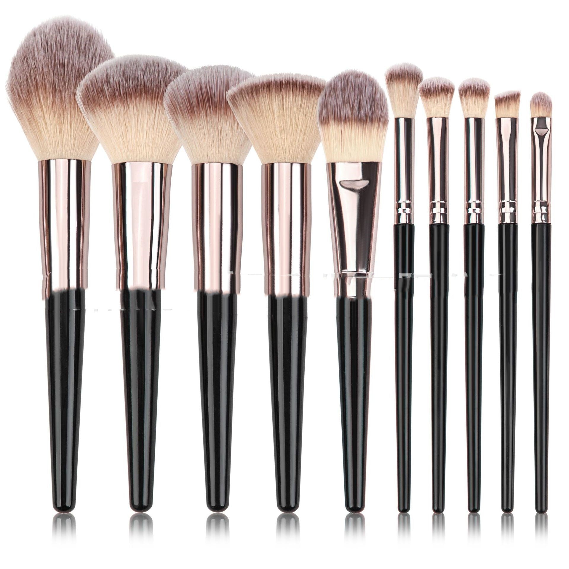 HKM-644179 Black Makeup Brush Set for Foundation, Eyeshadow, Blush, and More - 3 to 20 Pieces Available