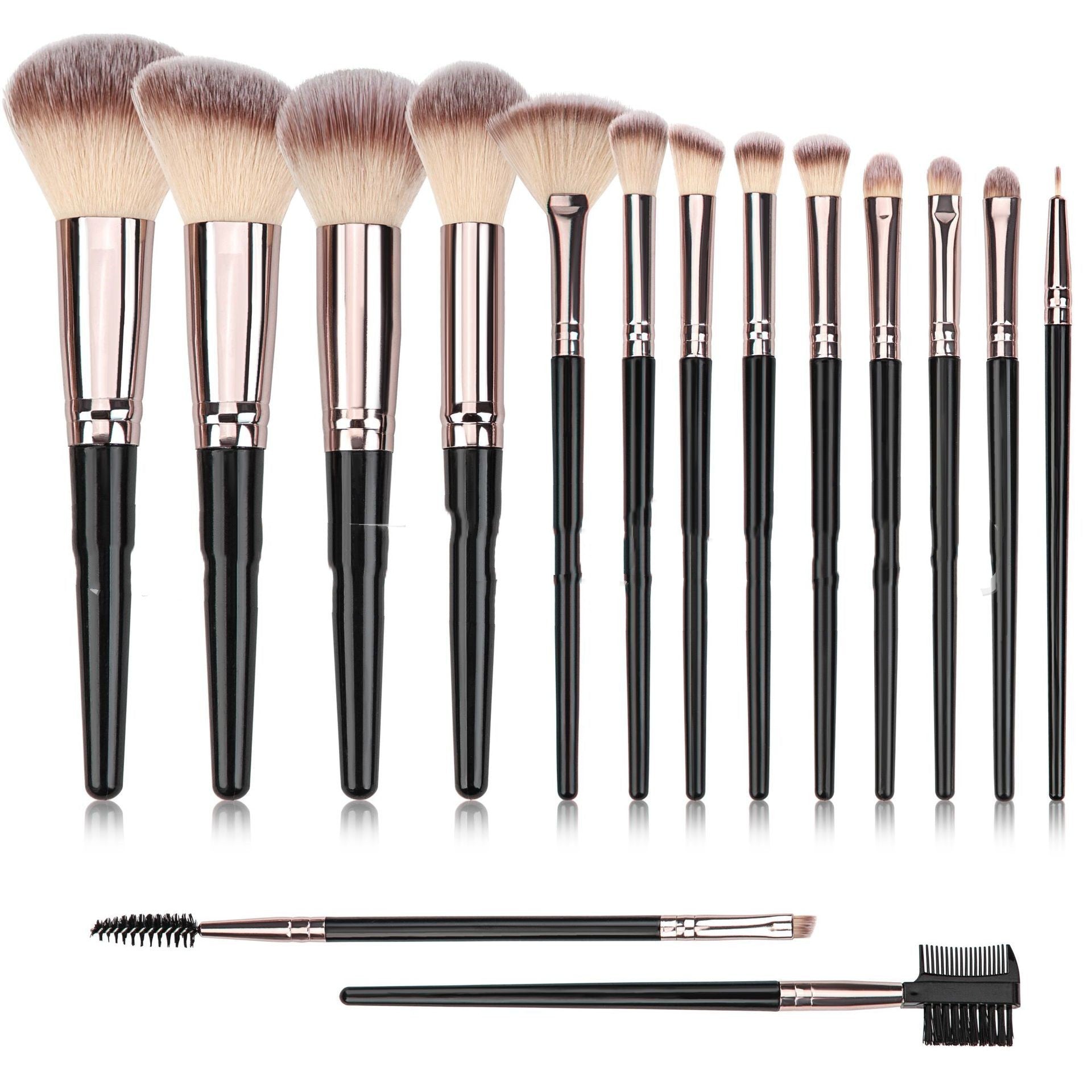 HKM-644179 Black Makeup Brush Set for Foundation, Eyeshadow, Blush, and More - 3 to 20 Pieces Available