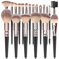 HKM-644179 Black Makeup Brush Set for Foundation, Eyeshadow, Blush, and More - 3 to 20 Pieces Available
