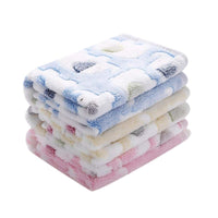 HKM-322707 Cozy Coral Fleece Padded Doghouse Blanket Set for All Seasons - Soft and Warm with Adorable Bunny and Elephant Patterns