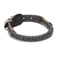 HKM-420883 Cowhide Adjustable Dog Collar for Medium and Large Dogs with Traction Options