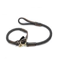 HKM-420883 Cowhide Adjustable Dog Collar for Medium and Large Dogs with Traction Options