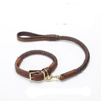 HKM-420883 Cowhide Adjustable Dog Collar for Medium and Large Dogs with Traction Options