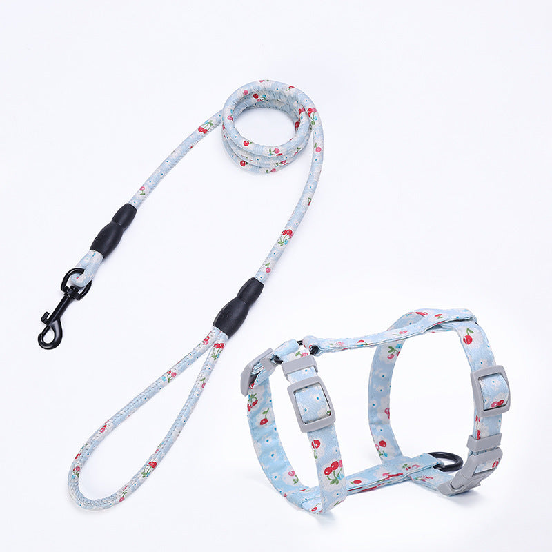 HKM-255059 I-shaped Cat Traction Harness with Adjustable Leash in Multiple Colors