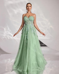 HKM-320275 Elegant Green Evening Dress for Women - Model EZ25170