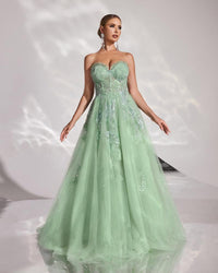 HKM-320275 Elegant Green Evening Dress for Women - Model EZ25170