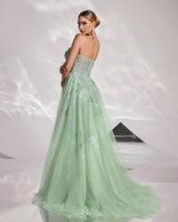 HKM-320275 Elegant Green Evening Dress for Women - Model EZ25170