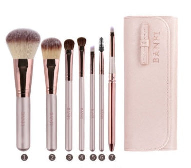 HKM-936787 7-Piece Makeup Brush Set with Soft Animal Hair for Eye Shadow Application