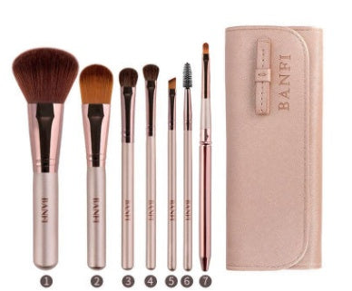 HKM-936787 7-Piece Makeup Brush Set with Soft Animal Hair for Eye Shadow Application