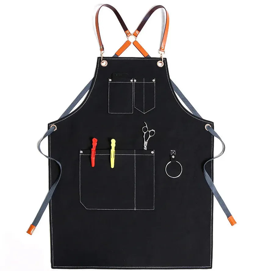 KTX-586195 Canvas Kitchen Apron with Custom Logo, Eco-Friendly Workwear for Hair Stylists and Art Painting