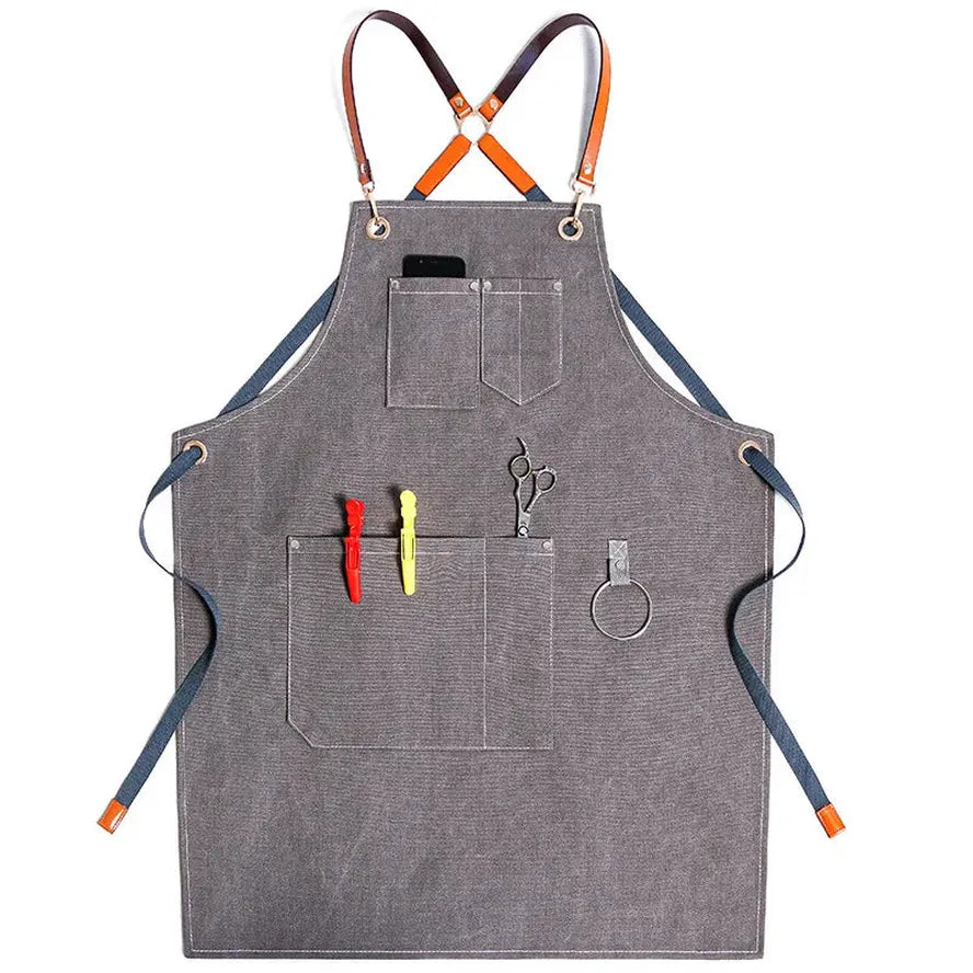 KTX-586195 Canvas Kitchen Apron with Custom Logo, Eco-Friendly Workwear for Hair Stylists and Art Painting
