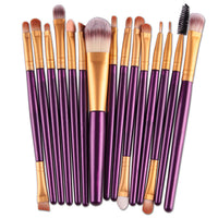 HKM-001171 Set of 15 Portable Makeup Brushes with Plastic Handles and Soft Nylon Hair
