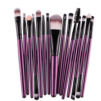 HKM-001171 Set of 15 Portable Makeup Brushes with Plastic Handles and Soft Nylon Hair