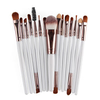 HKM-001171 Set of 15 Portable Makeup Brushes with Plastic Handles and Soft Nylon Hair