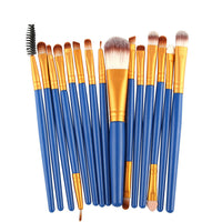 HKM-001171 Set of 15 Portable Makeup Brushes with Plastic Handles and Soft Nylon Hair