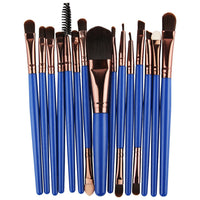 HKM-001171 Set of 15 Portable Makeup Brushes with Plastic Handles and Soft Nylon Hair