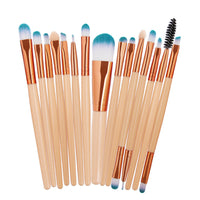 HKM-001171 Set of 15 Portable Makeup Brushes with Plastic Handles and Soft Nylon Hair