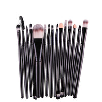 HKM-001171 Set of 15 Portable Makeup Brushes with Plastic Handles and Soft Nylon Hair