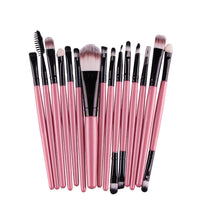 HKM-001171 Set of 15 Portable Makeup Brushes with Plastic Handles and Soft Nylon Hair