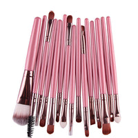 HKM-001171 Set of 15 Portable Makeup Brushes with Plastic Handles and Soft Nylon Hair