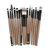 HKM-001171 Set of 15 Portable Makeup Brushes with Plastic Handles and Soft Nylon Hair