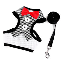 HKM-645971 Vest-Style Dog Dress with Leash for Small Dogs - Adjustable Bow Design and Comfortable Chest Straps