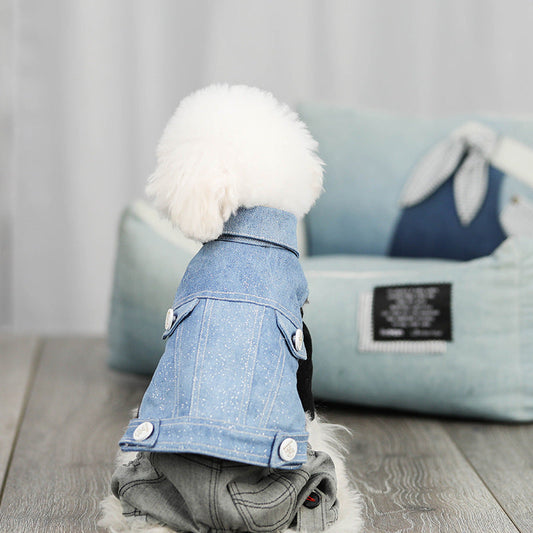 JMT-963658 Pet Cowboy Vest for Dogs - Denim Style in Blue, Black, and Purple, Sizes S to XXL